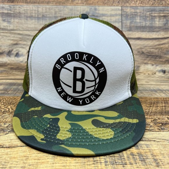 Retro Brooklyn Nets Mens Trucker Hat Camo Snapback NBA Basketball Mesh Ball Cap - Picture 3 of 7